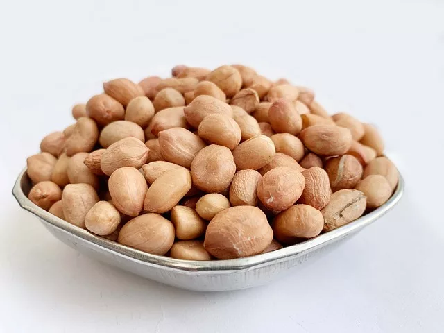 A plate of uncooked groundnuts